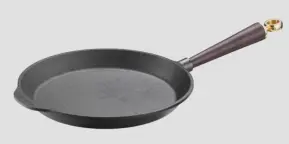 Eschenholz & Messing Gusseisen Bratpfanne 28 cm