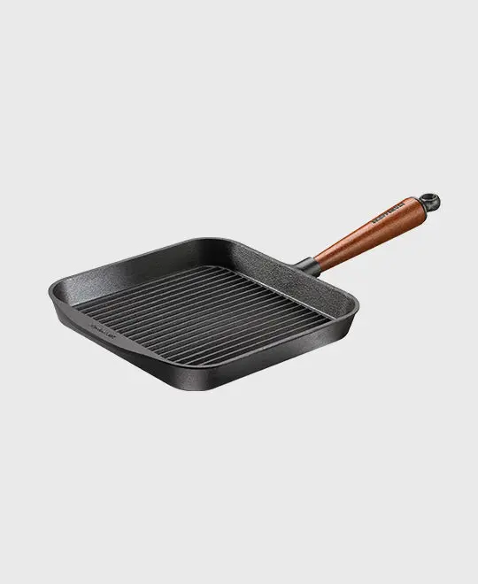 Traditional Gusseisen quadratische Grillpfanne 25x25 cm