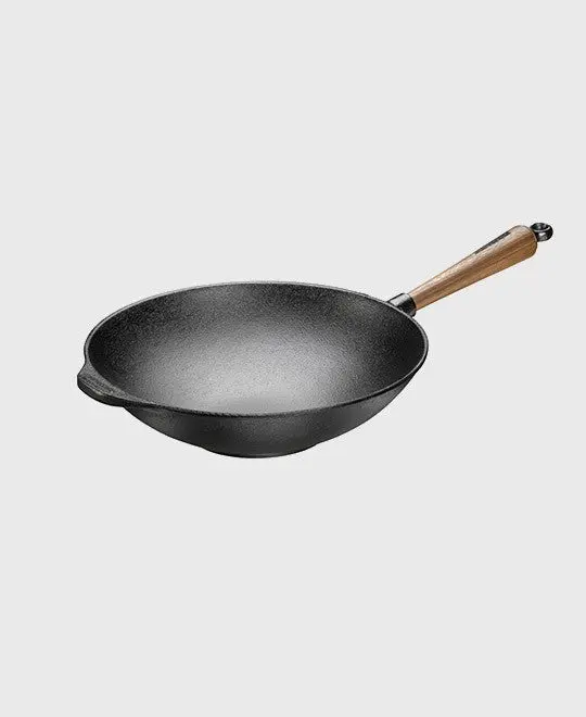 Walnuss Gusseisen Wok 30 cm