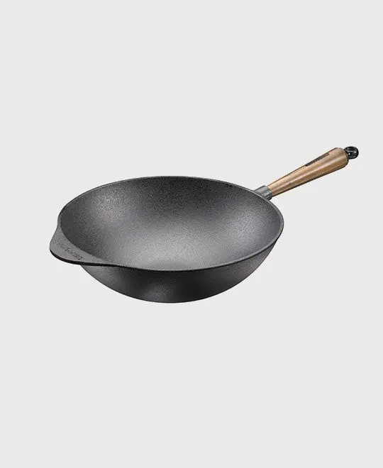 Walnuss Gusseisen Wok 32 cm